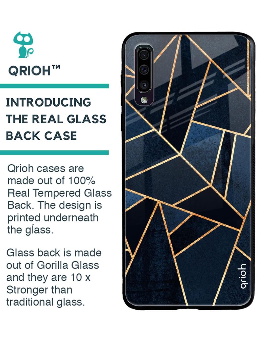 Shop Abstract Tiles Glass Case For Samsung Galaxy A50-Back
