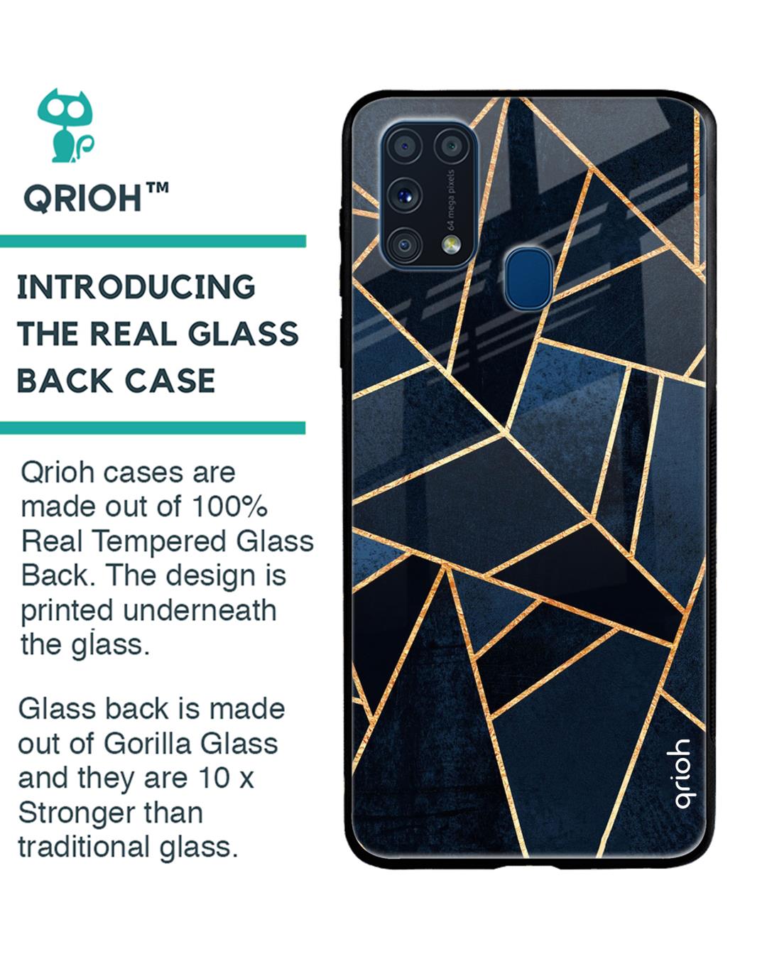 Shop Abstract Tiles Glass Case For Samsung Galaxy M31 Prime-Back