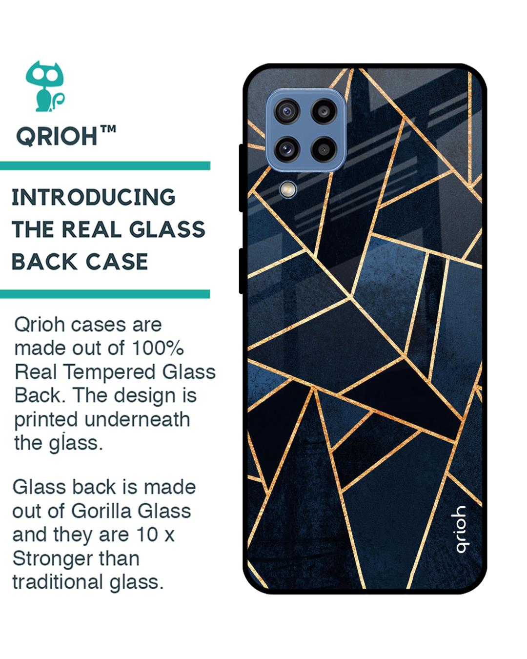 Shop Abstract Tiles Glass Case For Samsung Galaxy M32-Back
