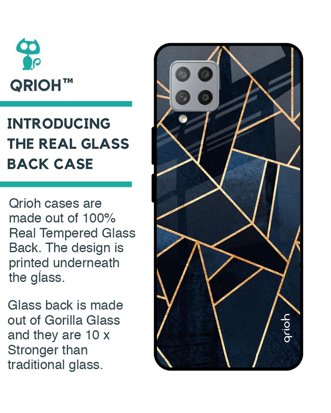 Shop Abstract Tiles Glass Case For Samsung Galaxy M42-Back