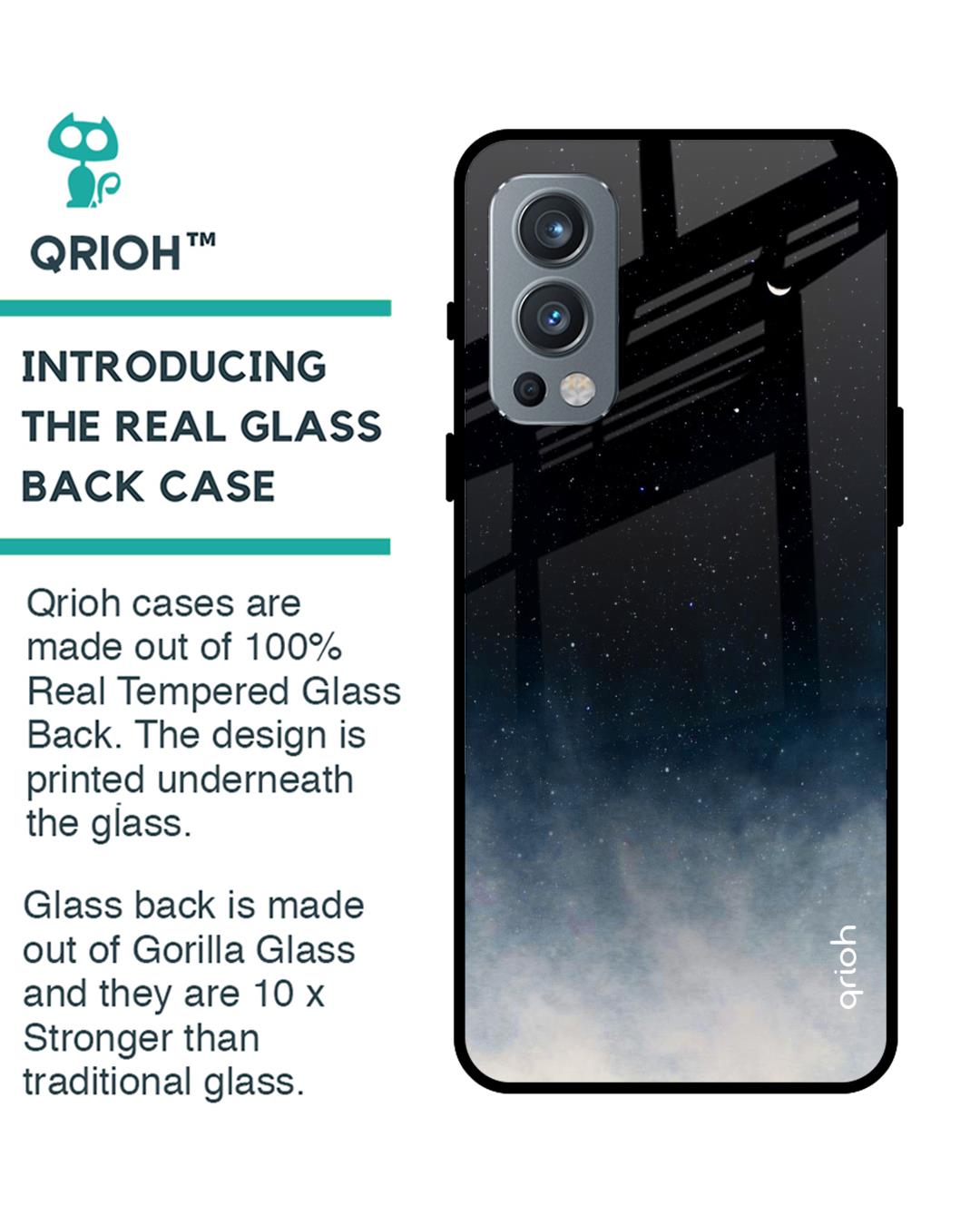 Shop Black- Blue Aura Oneplus Nord 2 Premium Glass Case (Gorilla Glass & Shockproof Anti-Slip Silicone)-Back