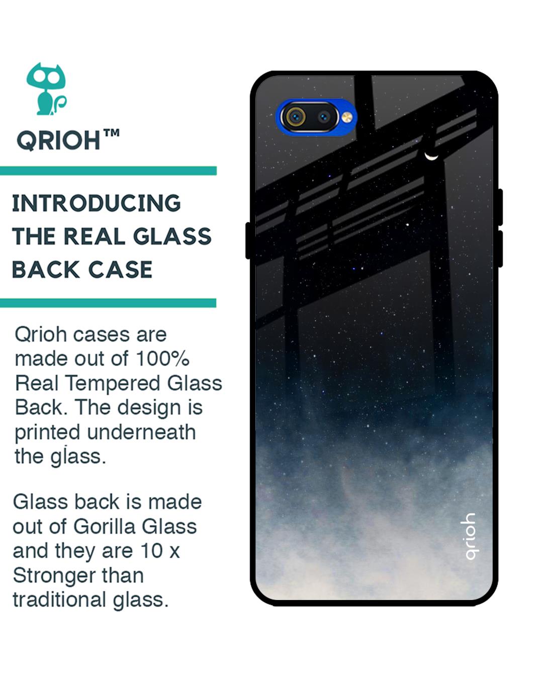 Shop Black Aura Glass Case For Realme C2-Back