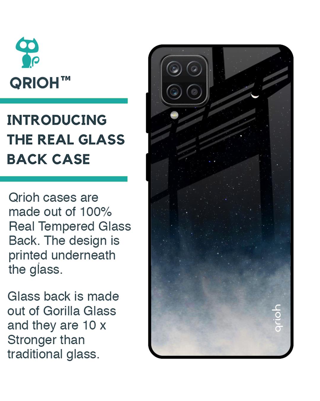 Shop Black Aura Glass Case For Samsung Galaxy A12-Back