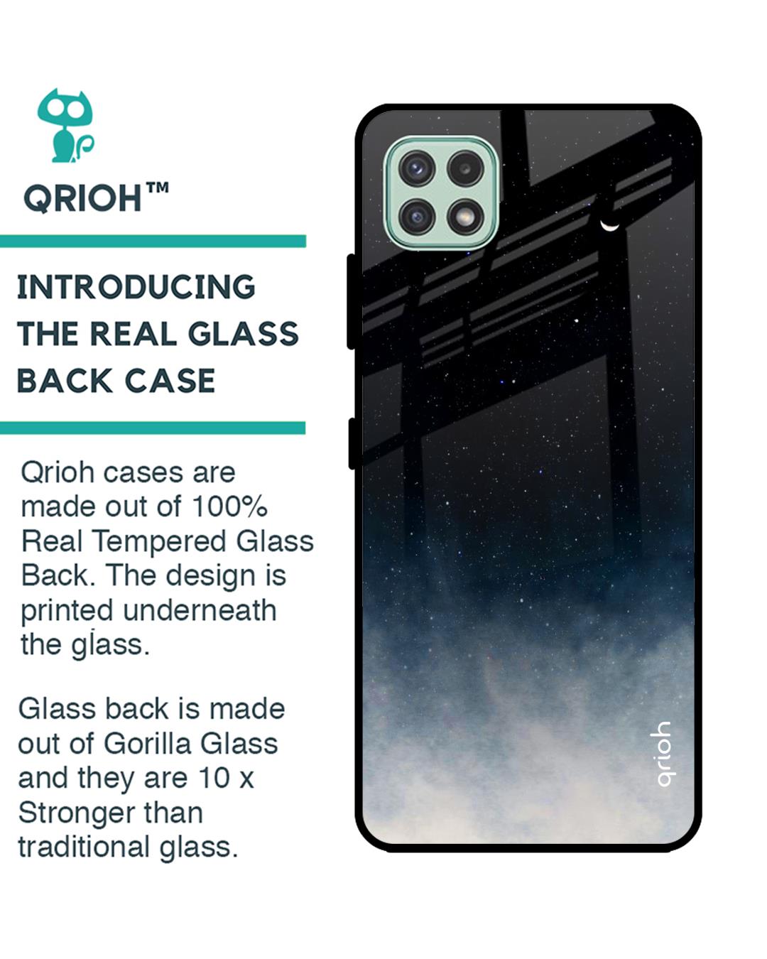 Shop Black Aura Glass Case For Samsung Galaxy A22 5g-Back