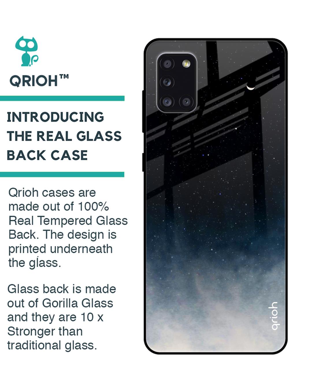 Shop Black Aura Glass Case For Samsung Galaxy A31-Back