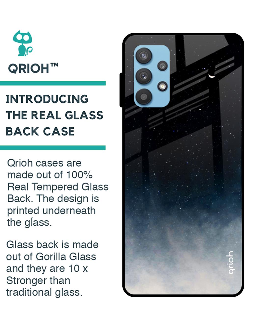 Shop Black Aura Glass Case For Samsung Galaxy A72-Back