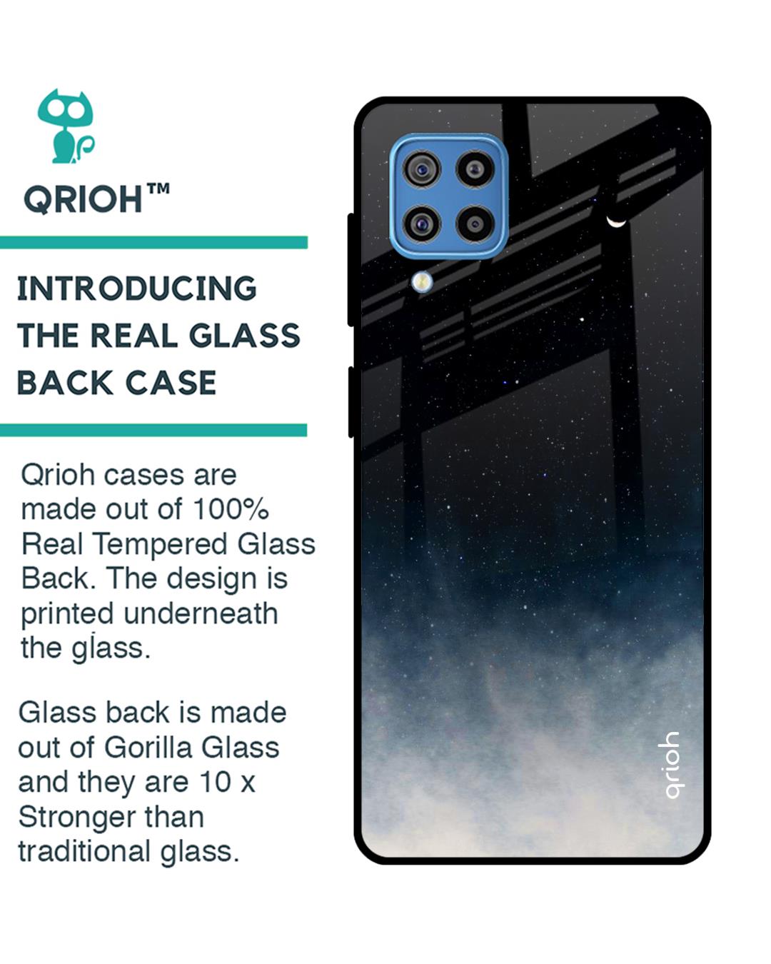 Shop Black Aura Glass Case For Samsung Galaxy F22-Back