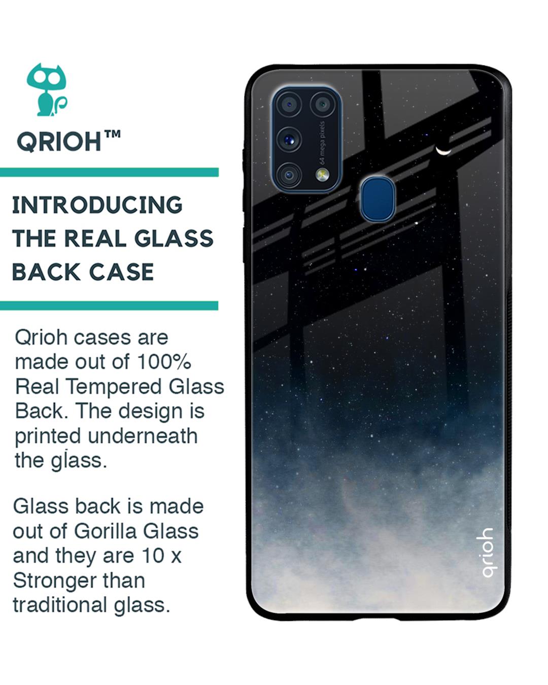 Shop Black Aura Glass Case For Samsung Galaxy M31 Prime-Back