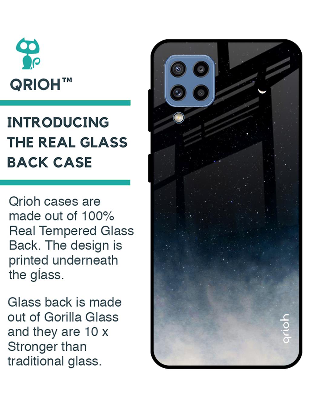 Shop Black Aura Glass Case For Samsung Galaxy M32-Back