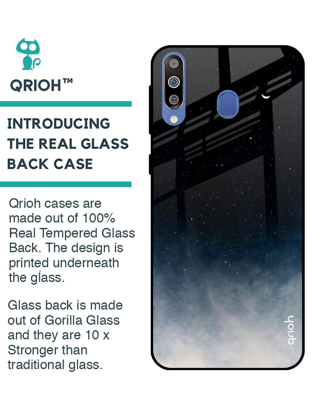 Shop Black Aura Glass Case For Samsung Galaxy M40-Back