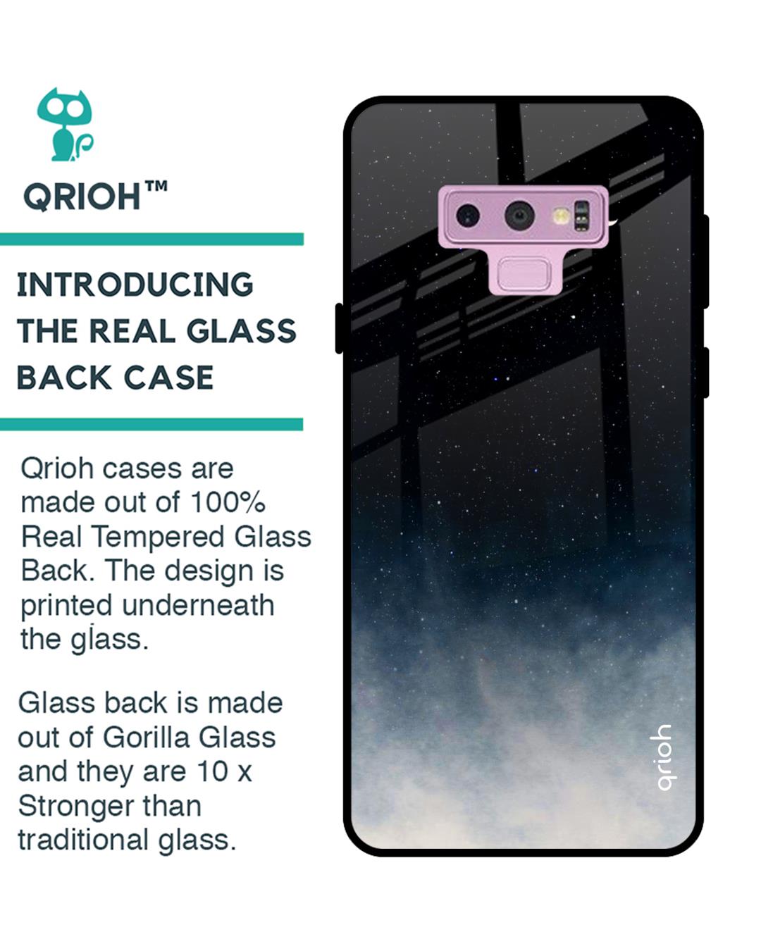 Shop Black Aura Glass Case For Samsung Galaxy Note 9-Back