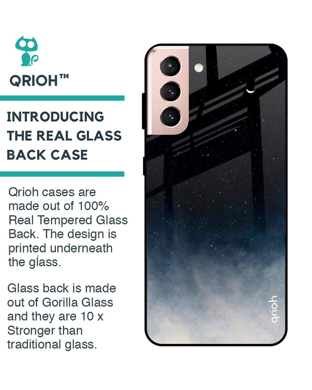 Shop Black Aura Glass Case For Samsung Galaxy S21 Plus-Back