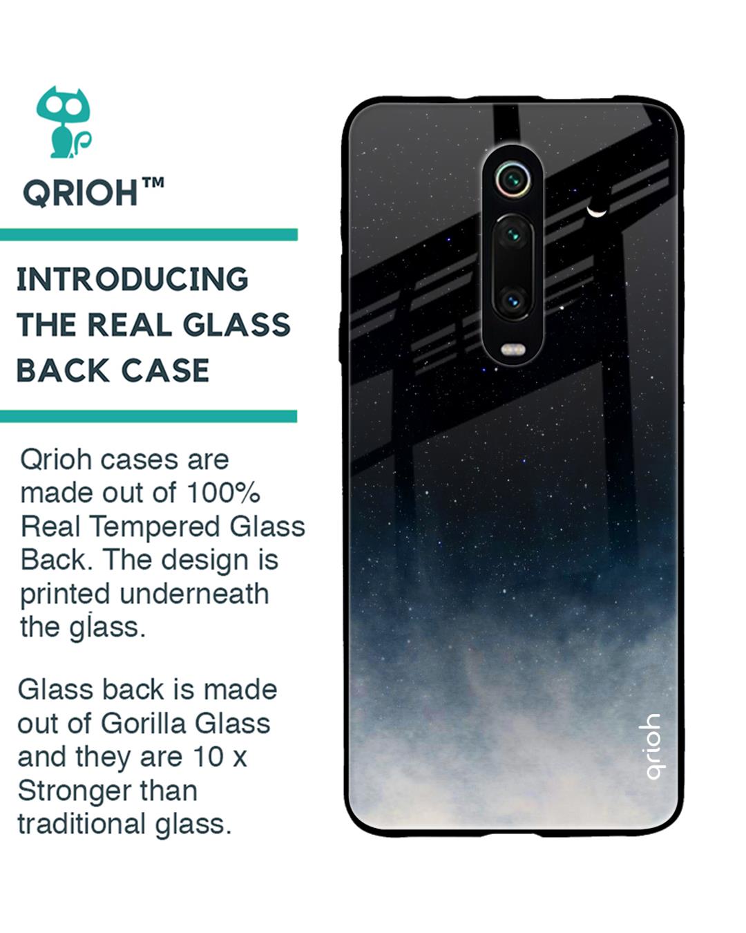 Shop Black- Blue Aura Xiaomi Redmi K20 Pro Premium Glass Case (Rubber Edges)-Back