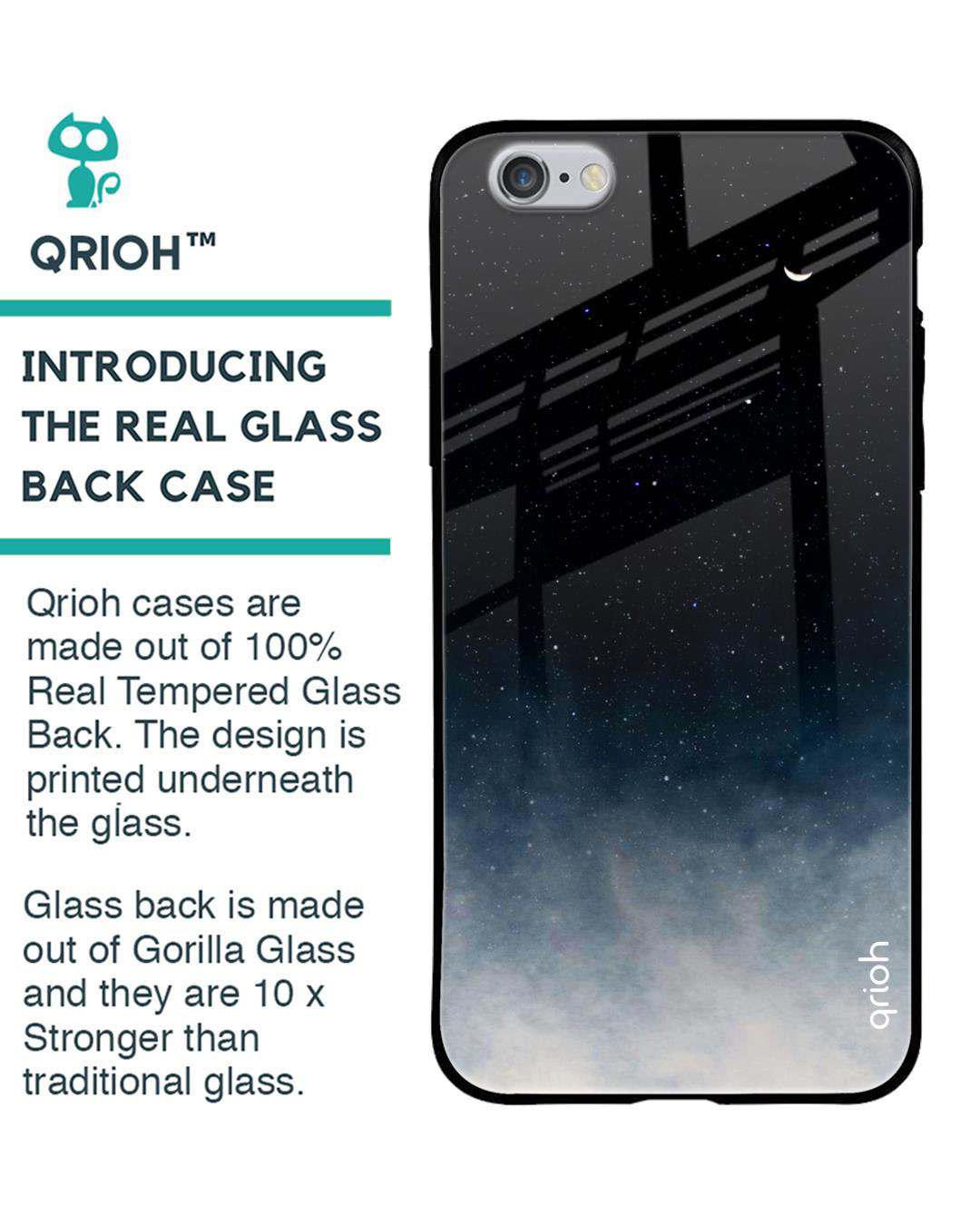 Shop Black Aura Printed Premium Glass Case for Apple iPhone 6S (Shock Proof, Scratch Resistant)-Back