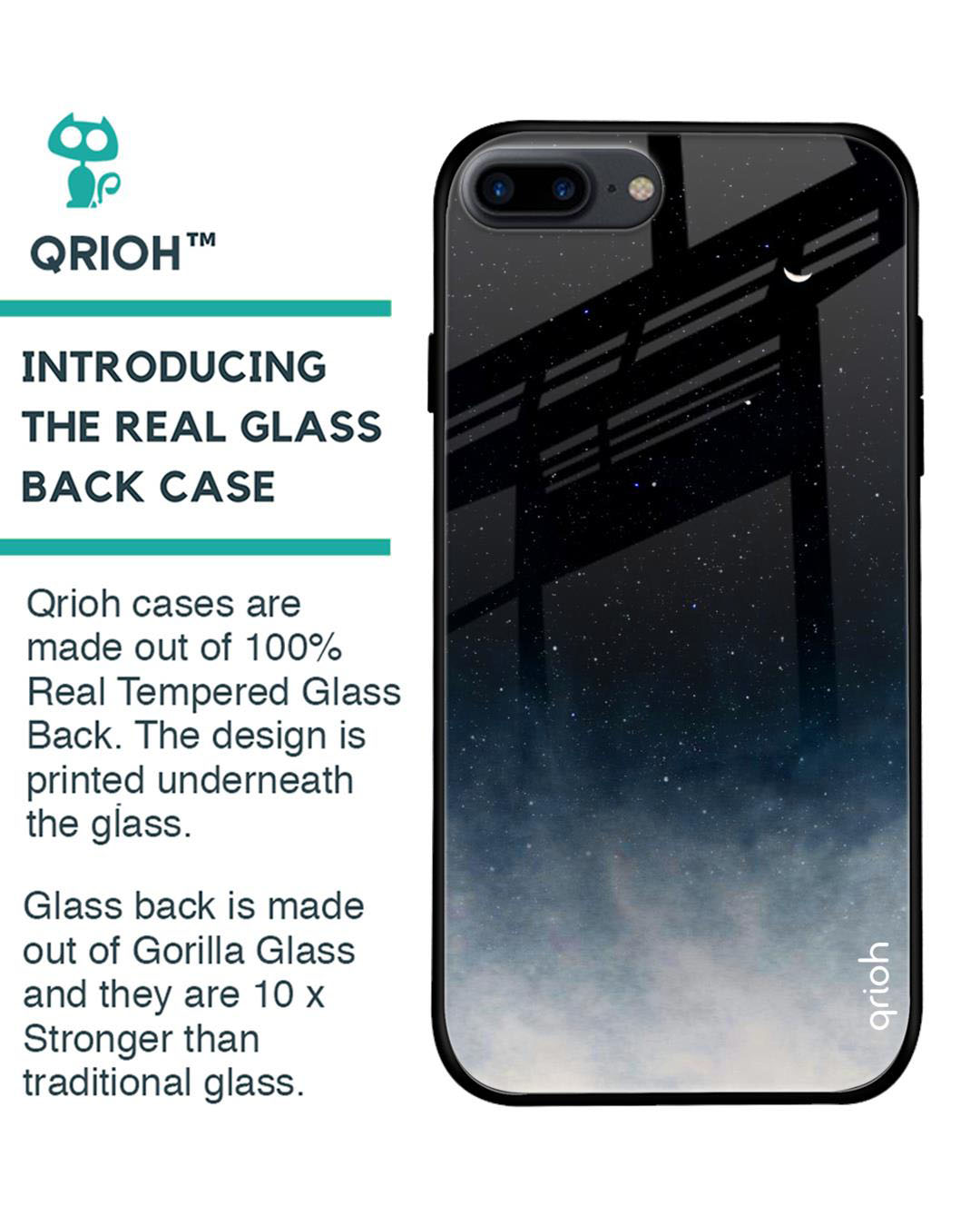 Shop Black Aura Printed Premium Glass Cover For (Apple Iphone 7 Plus)-Back