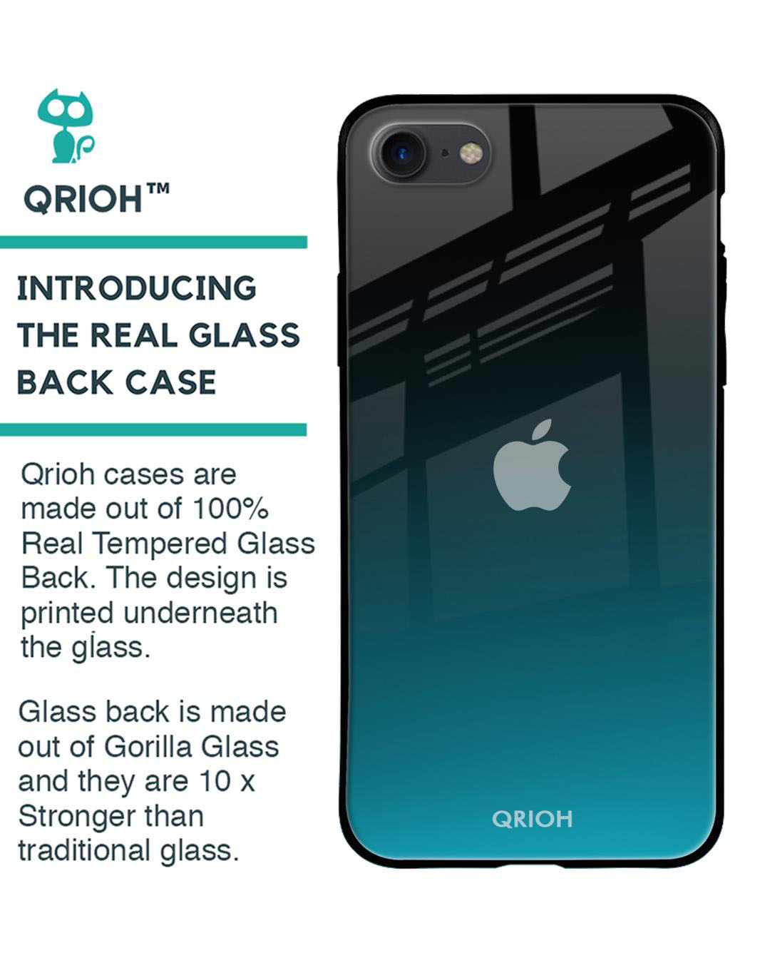 Shop Black & Blue Ultramarine Printed Premium Glass Cover For (Apple Iphone 7)-Back