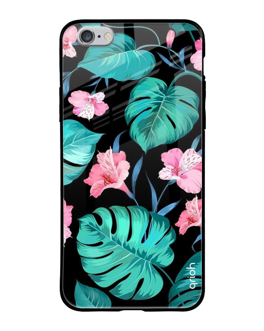 Buy Leaves & Pink Flowers Printed Premium Glass Case for Apple iPhone 6 ...