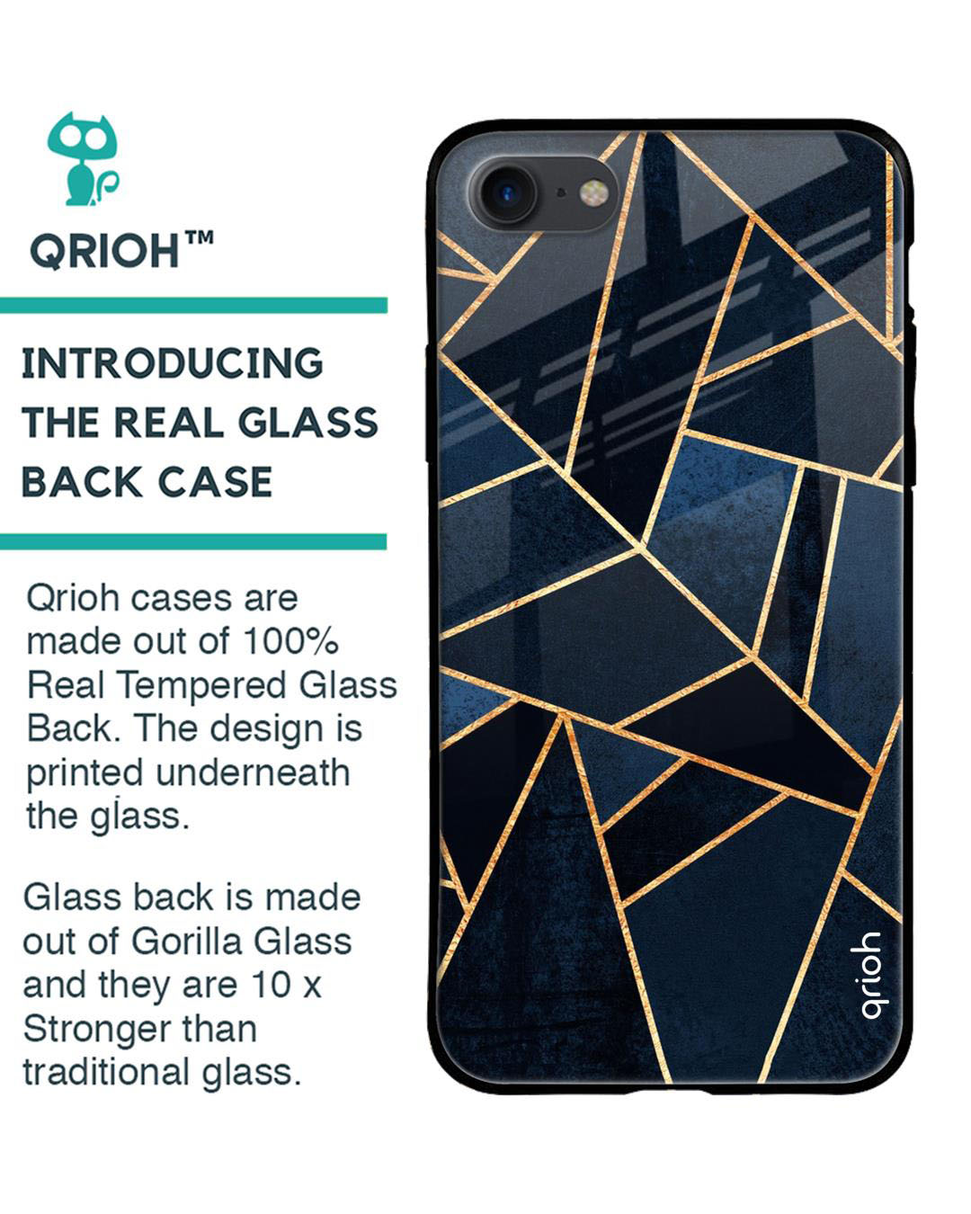 Shop Abstract Tiles Printed Premium Glass Cover for iPhone 8(Shock Proof, Lightweight)-Back