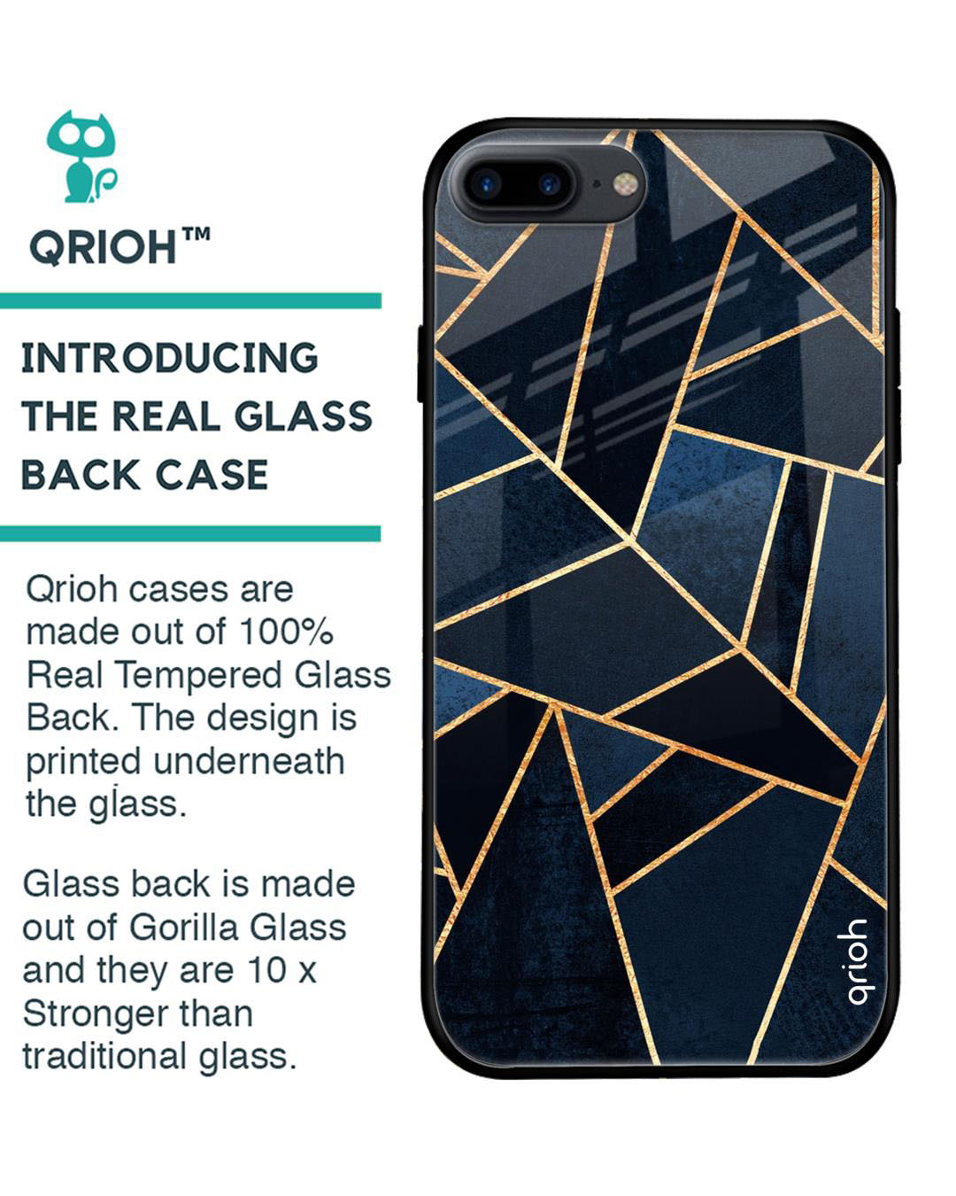 Shop Abstract Tiles Printed Premium Glass Cover for iPhone 8 Plus(Shock Proof, Lightweight)-Back
