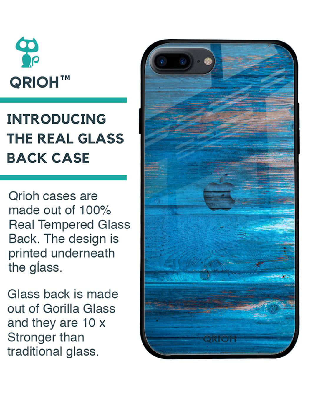 Shop Patina Finish Printed Premium Glass Cover for iPhone 8 Plus(Shock Proof, Lightweight)-Back