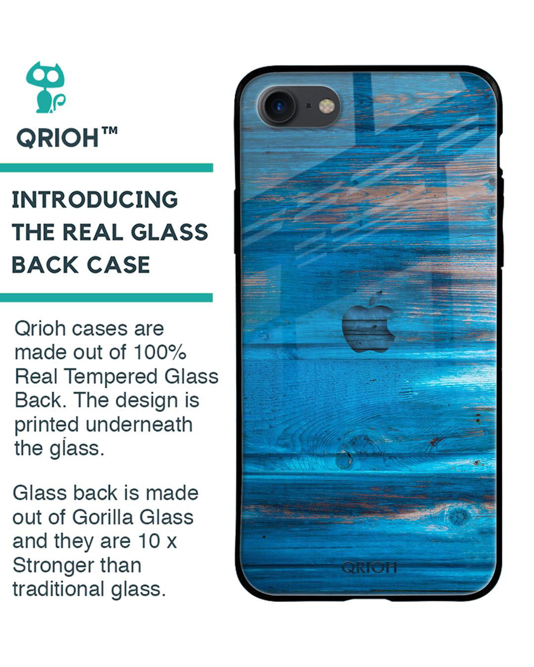Shop Blue Patina Finish Printed Premium Glass Cover For (Apple Iphone 7)-Back