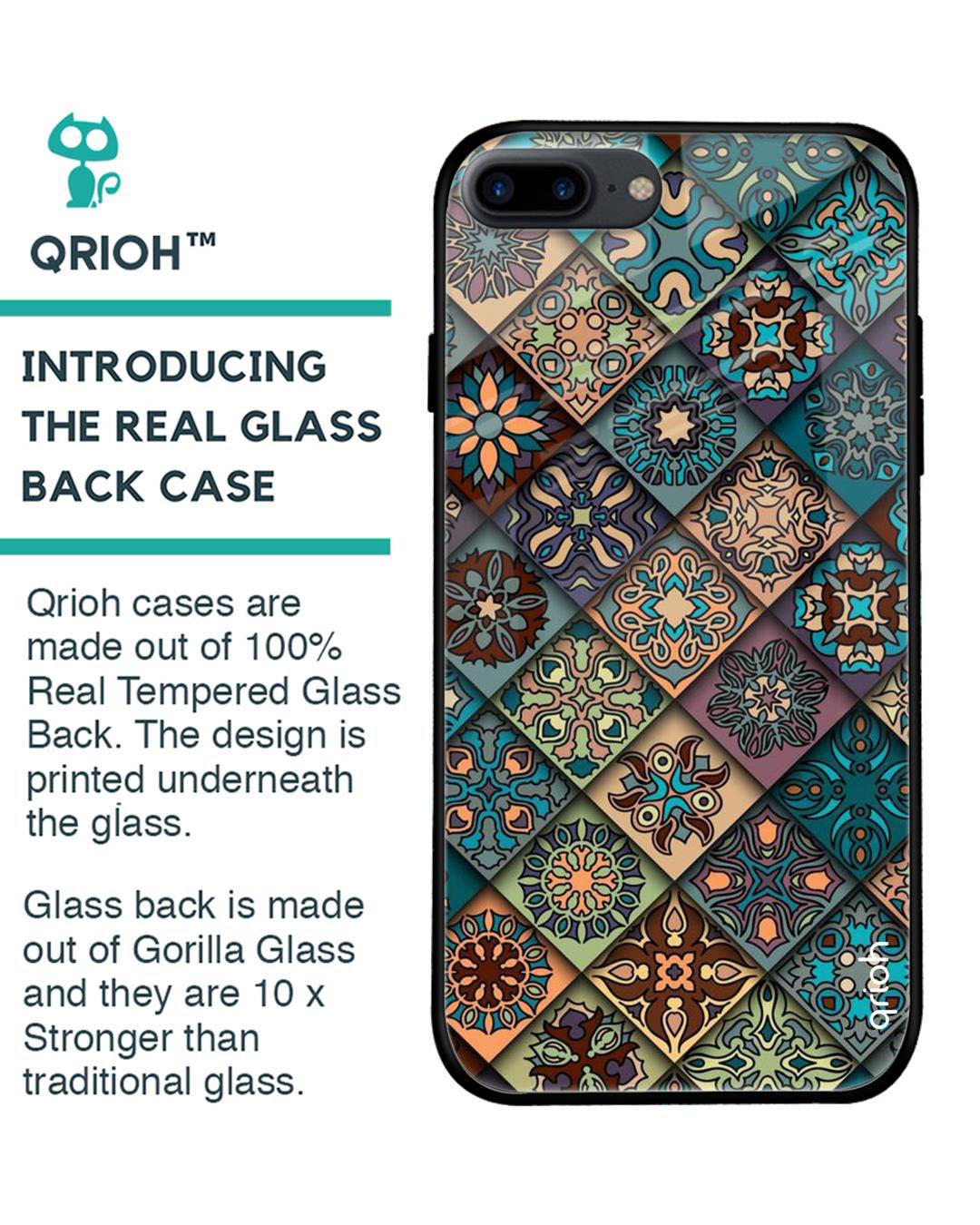 Shop Retro Art Printed Premium Glass Cover for iPhone 8 Plus(Shock Proof, Lightweight)-Back