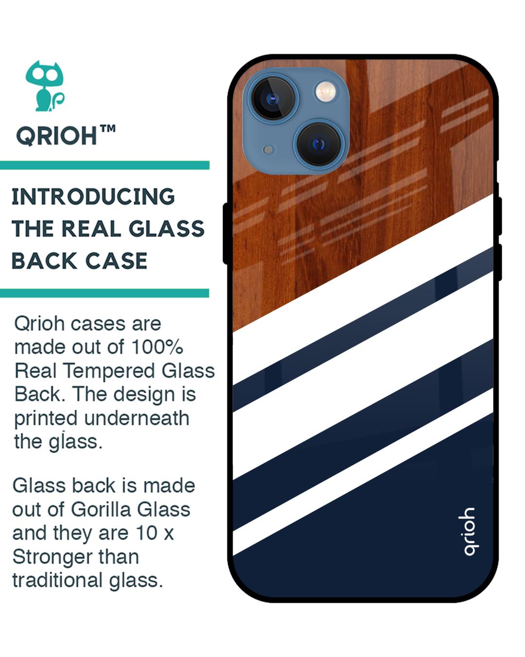 Shop Bold Stripes Glass Case For Iphone 13 Mini-Back