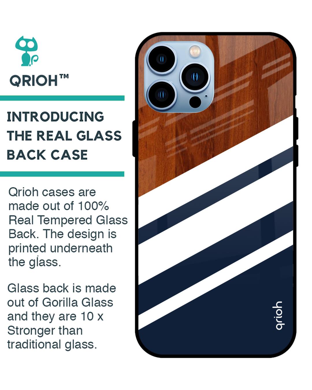 Shop Bold Stripes Glass Case For Iphone 13 Pro-Back
