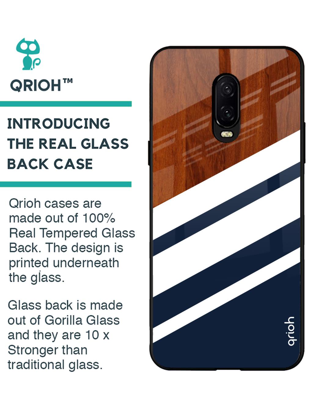 Shop Oneplus 6t Bold Stripes Glass Case-Back