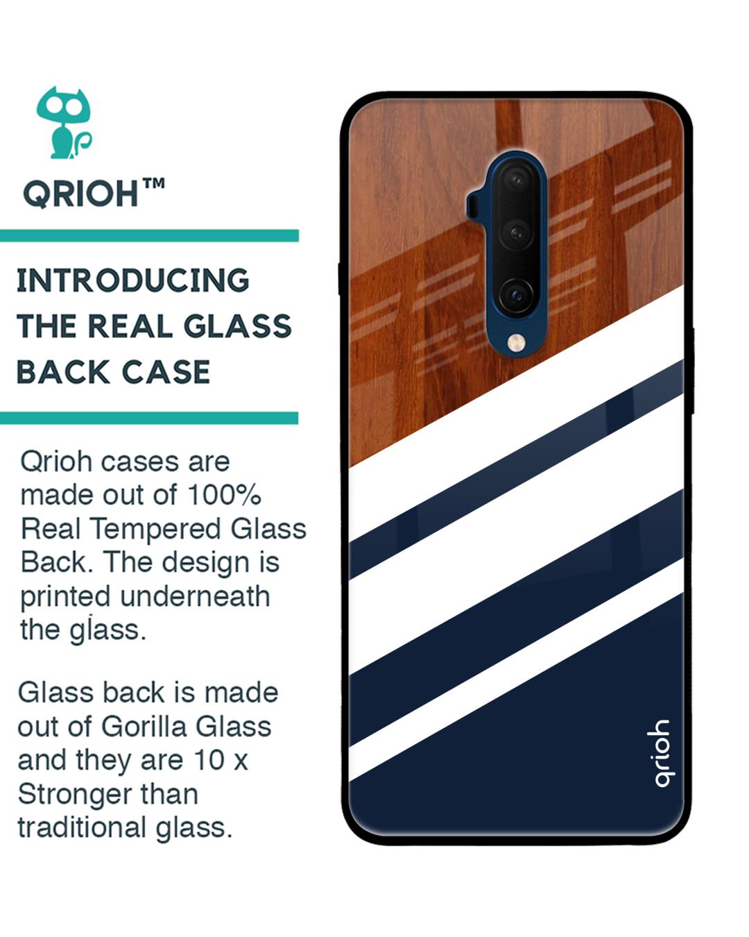 Shop Oneplus 7t Pro Bold Stripes Glass Case-Back