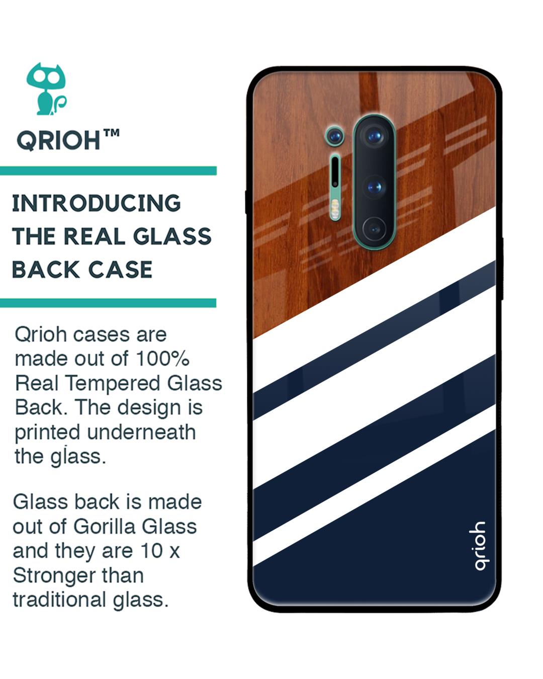 Shop Oneplus 8 Pro Bold Stripes Glass Case-Back