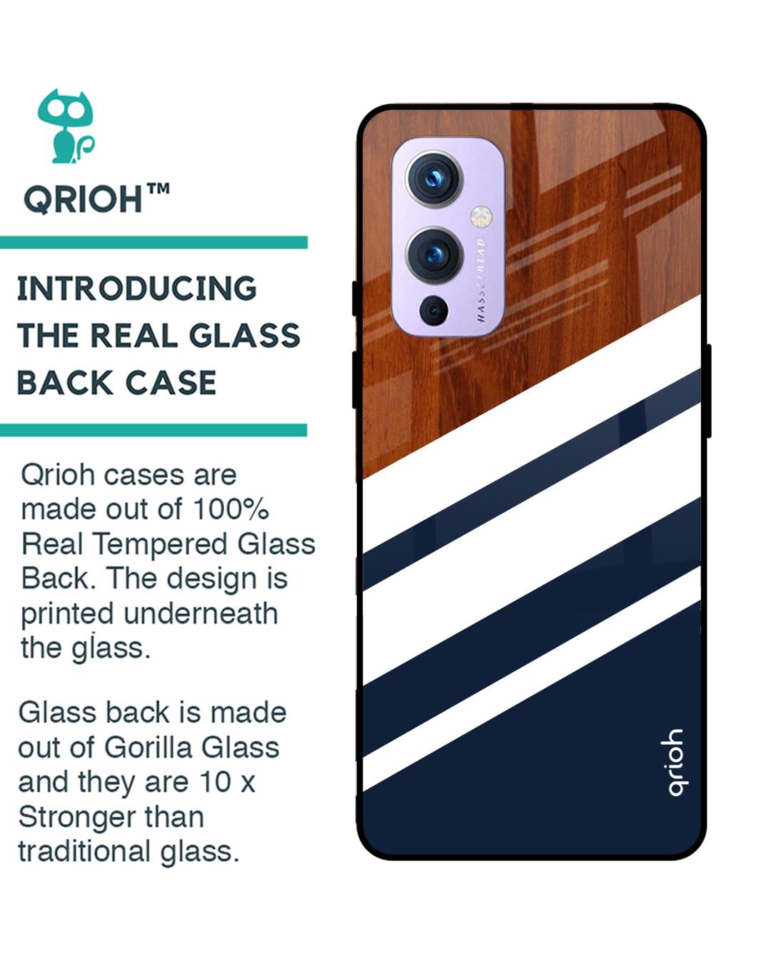 Shop Oneplus 9 Bold Stripes Glass Case-Back