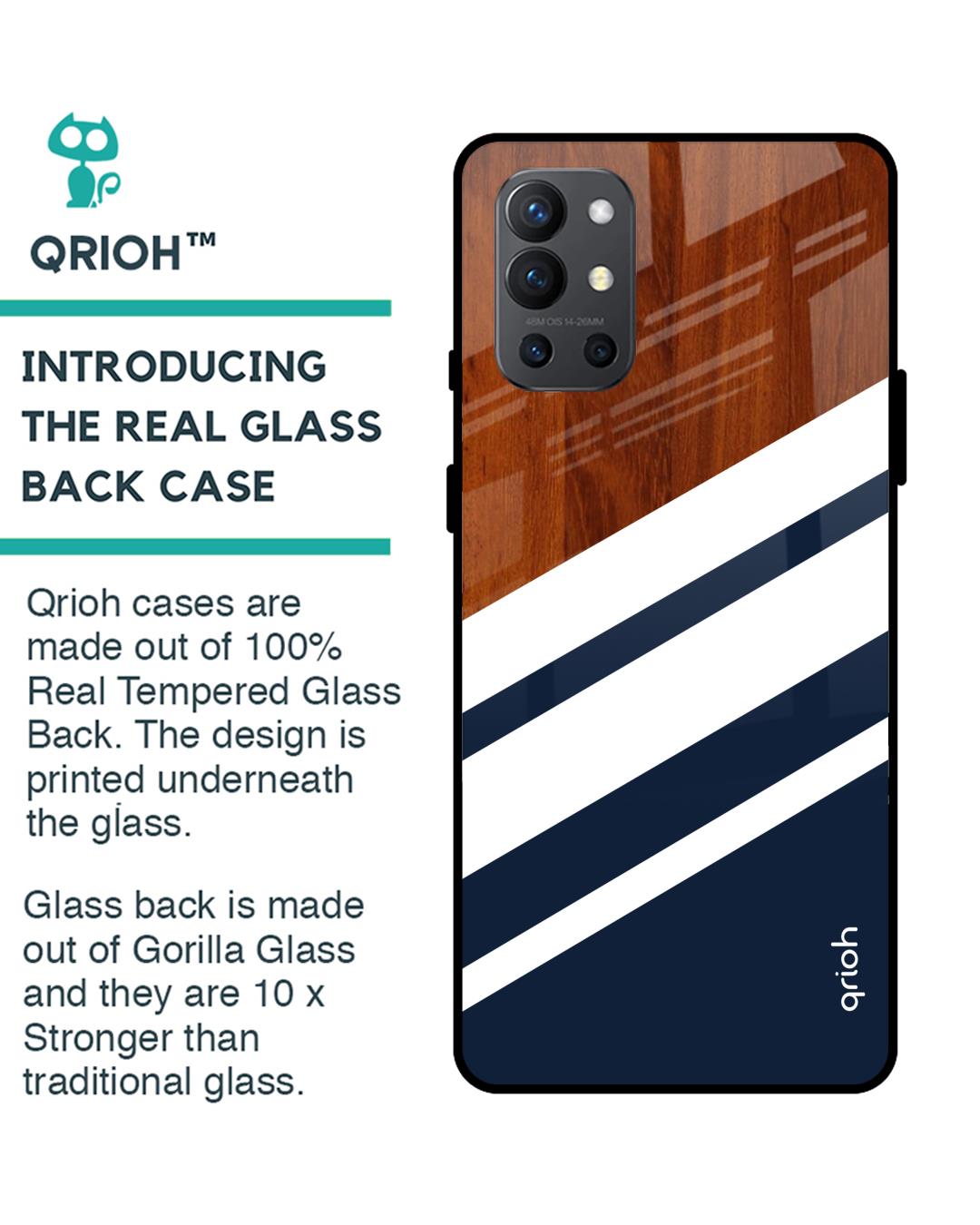 Shop Oneplus 9r Bold Stripes Glass Case-Back