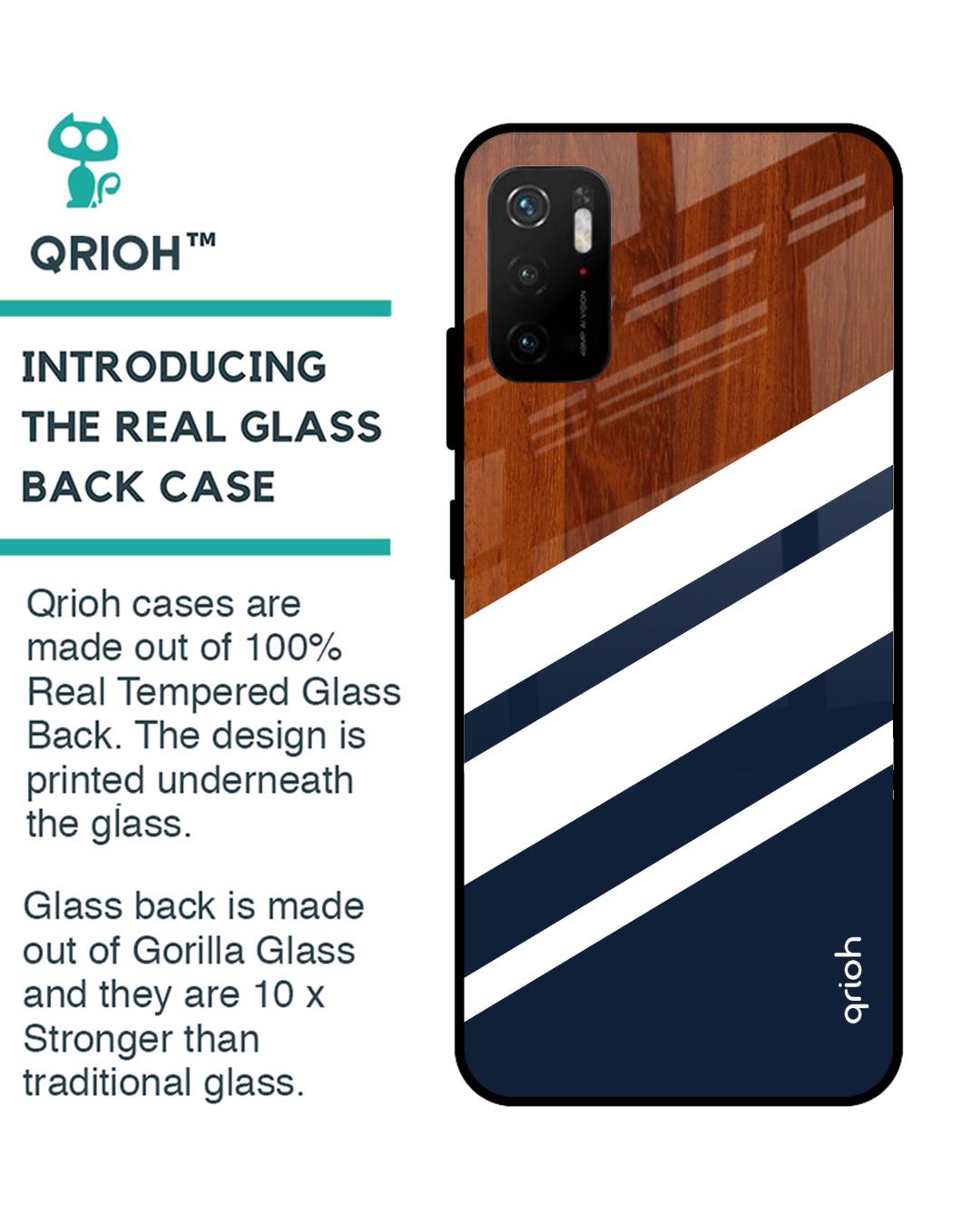 Shop Bold Stripes Glass Case For Poco M3 Pro-Back