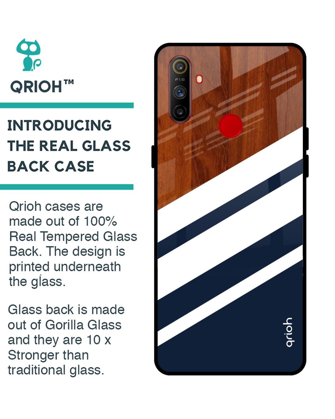 Shop Bold Stripes Glass Case For Realme C3-Back