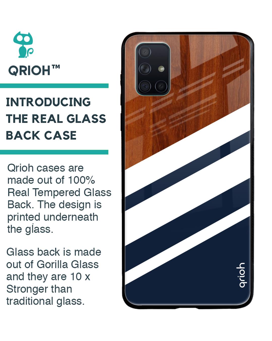 Shop Bold Stripes Glass Case For Samsung Galaxy A71-Back