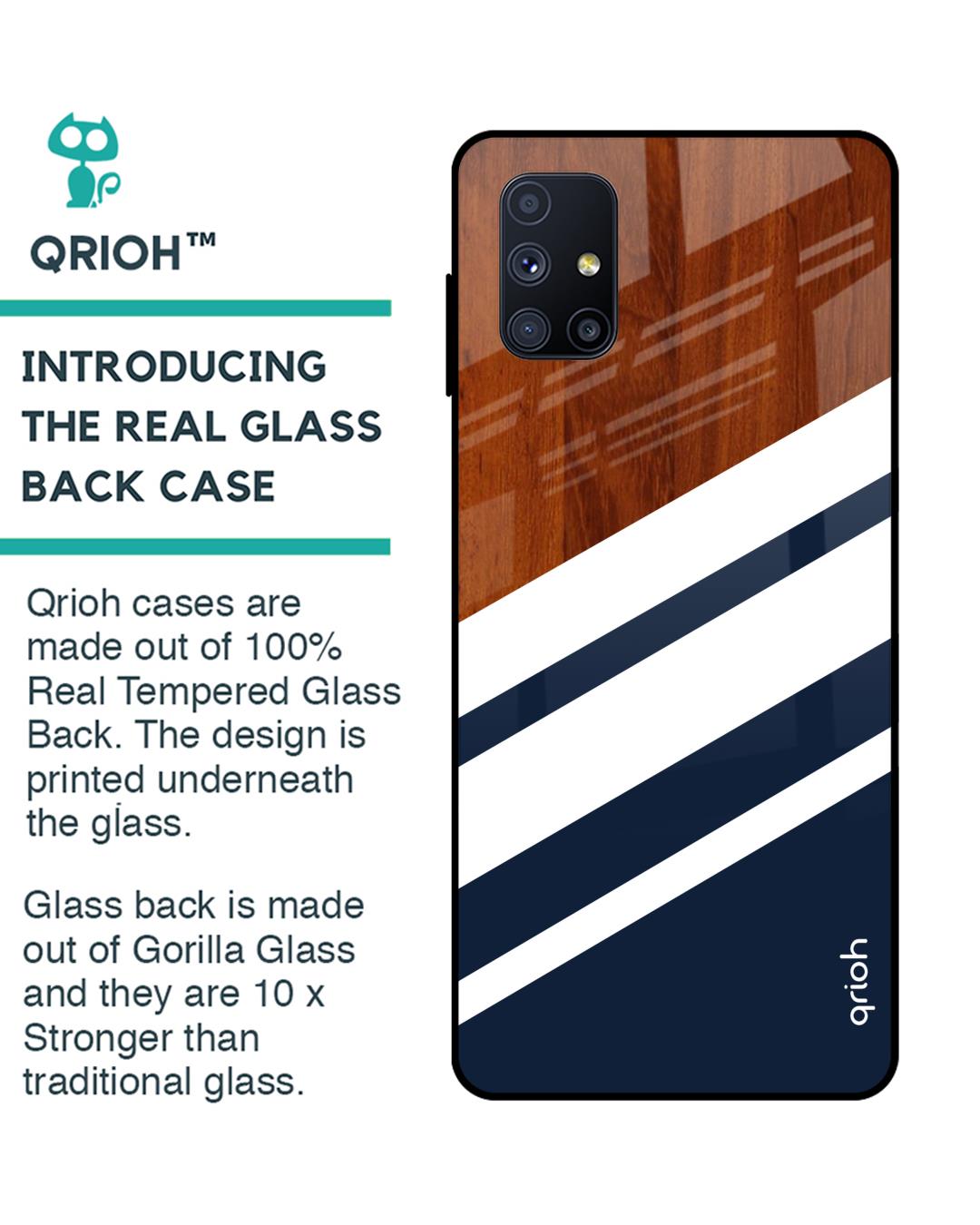 Shop Samsung Galaxy M51 Bold Stripes Glass Case-Back