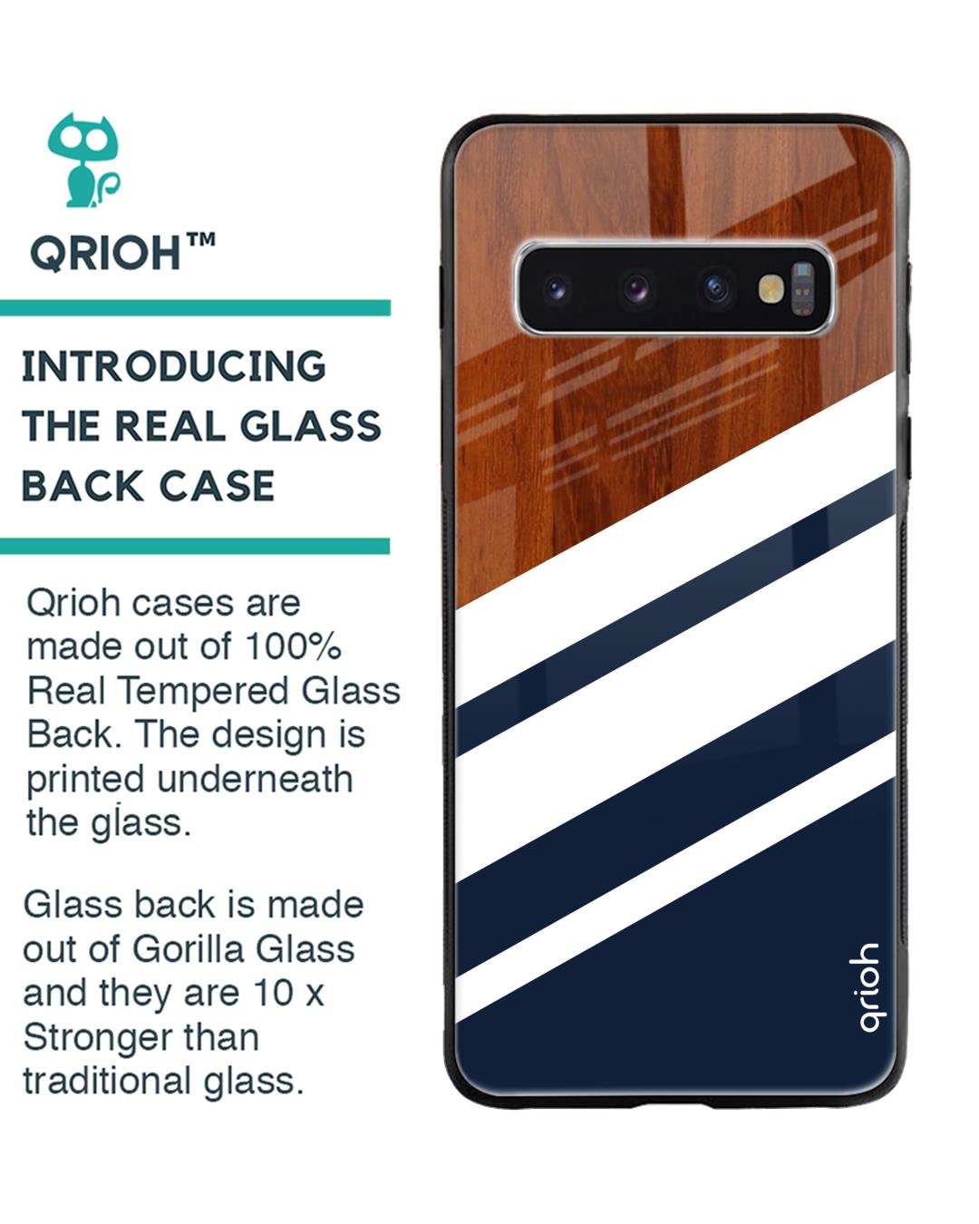 Shop Bold Stripes Glass Case For Samsung Galaxy S10 Plus-Back
