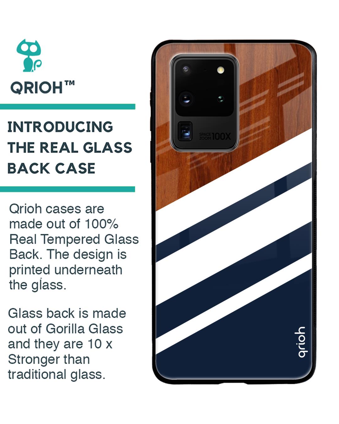 Shop Bold Stripes Glass Case For Samsung Galaxy S20 Ultra-Back
