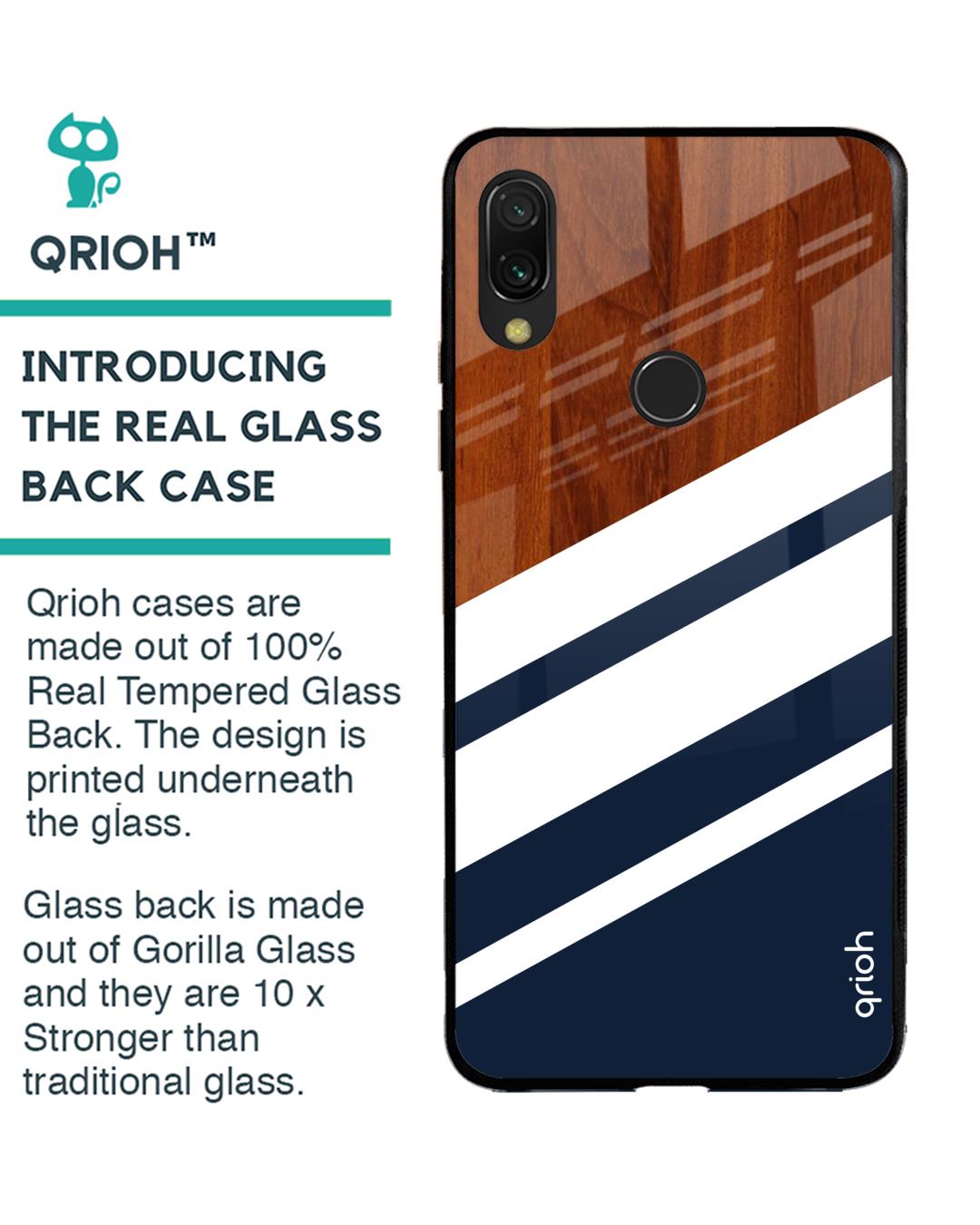 Shop Xiaomi Redmi Note 7s Bold Stripes Glass Case-Back