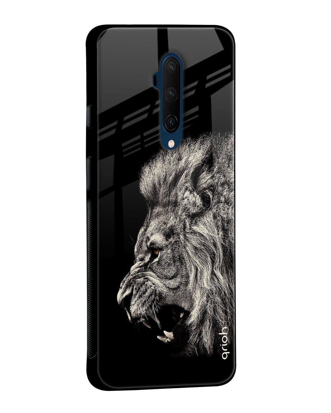 Shop Brave Lion Glass Case For Oneplus 7t-Back