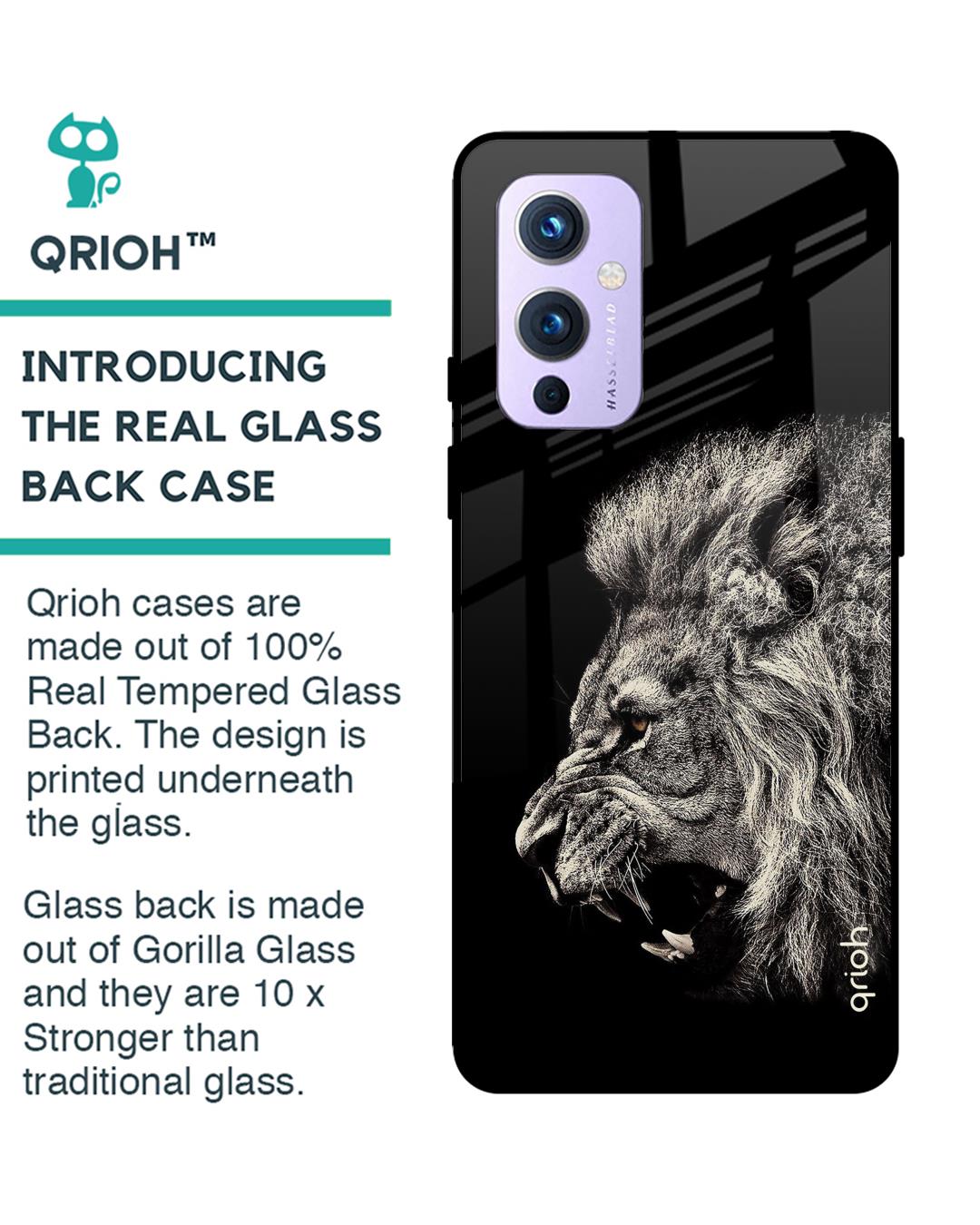 Shop Oneplus 9 Brave Lion Glass Case-Back