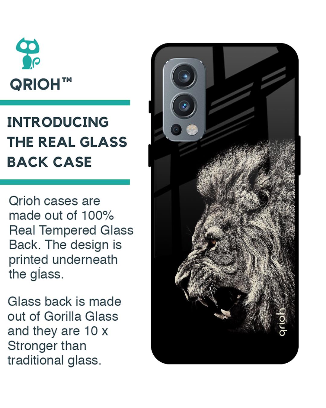 Shop Brave Lion Glass Case For Oneplus Nord 2-Back