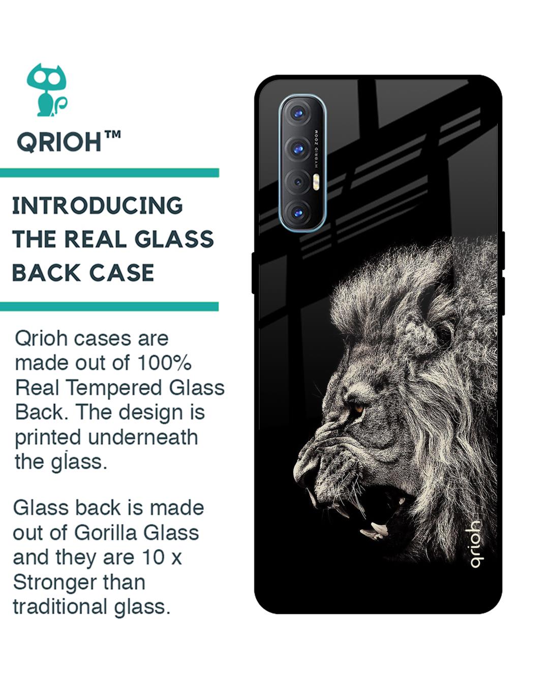 Shop Brave Lion Glass Case For Oppo Reno 3 Pro-Back