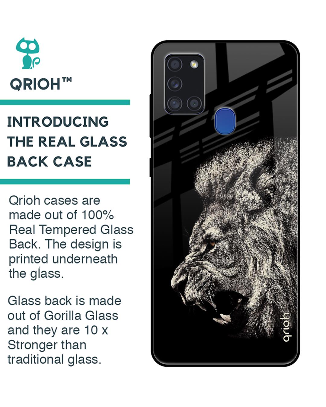 Shop Brave Lion Glass Case For Samsung Galaxy A21s-Back