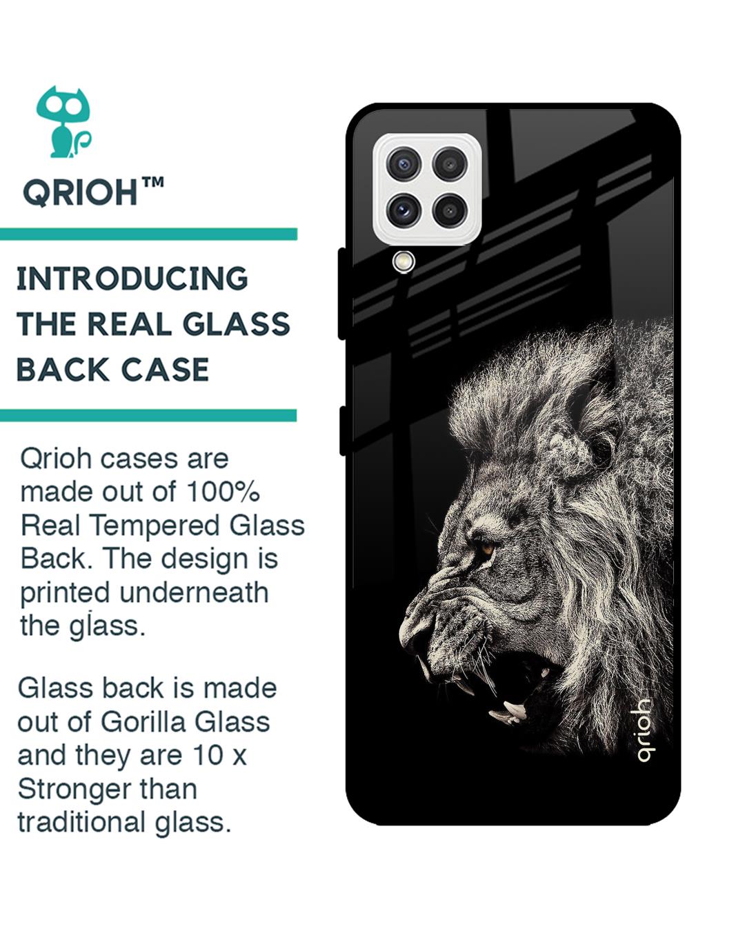 Shop Brave Lion Glass Case For Samsung Galaxy A22-Back