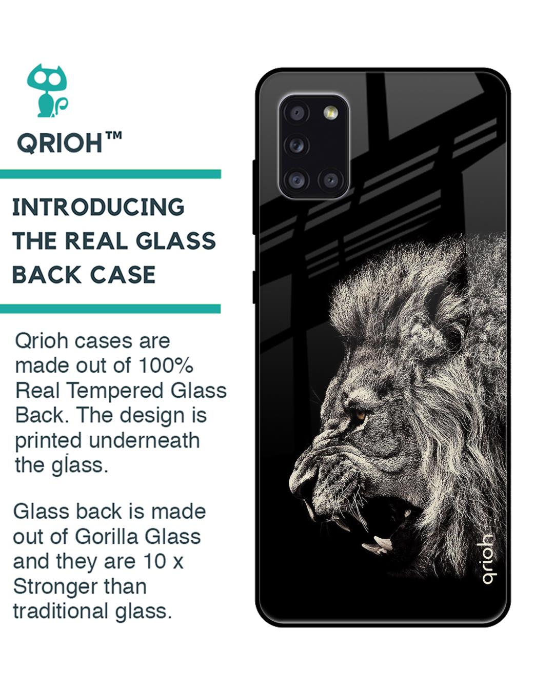 Shop Brave Lion Glass Case For Samsung Galaxy A31-Back