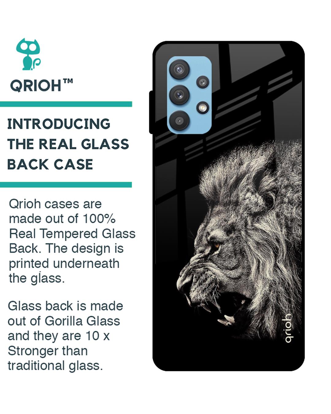 Shop Brave Lion Glass Case For Samsung Galaxy A32-Back
