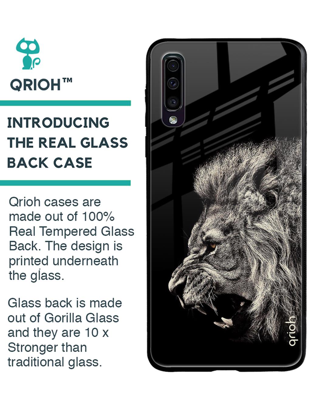 Shop Brave Lion Glass Case For Samsung Galaxy A50-Back