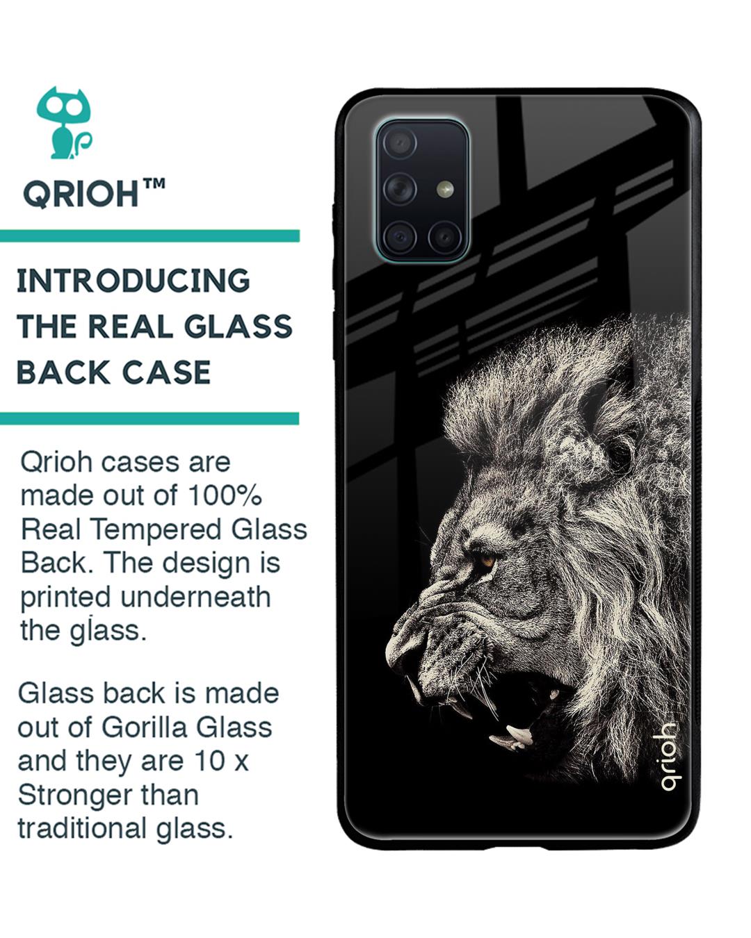 Shop Brave Lion Glass Case For Samsung Galaxy A71-Back